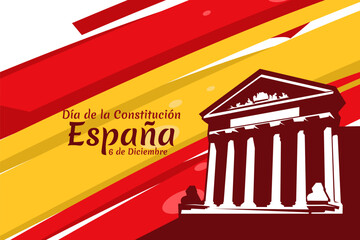 Translation: December 6, Constitutional day of Spain. vector illustration. Suitable for greeting card, poster and banner. - obrazy, fototapety, plakaty