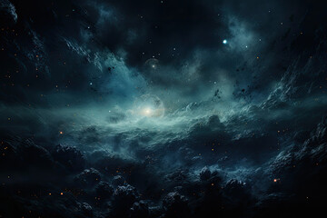 background with stars and space,Stars on a Dark Blue Night Sky, The cosmos filled with countless stars, blue space	
