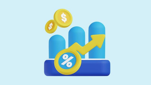 Profitability Investment animated 3d icon. Great for business, technology, company, websites, apps, education, marketing and promotion. Financial Investing 3d icon animation.