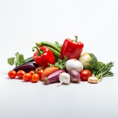 a pile of vegetables on a white background