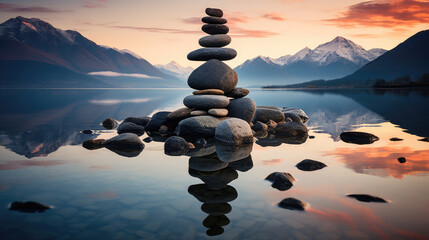 zen stones on the beach, Zen landscape, harmony, 