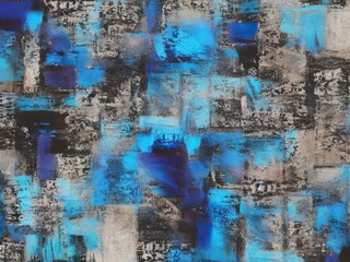 Abstract grungy black and blue texture, oil on canvas, modern poster, room decoration