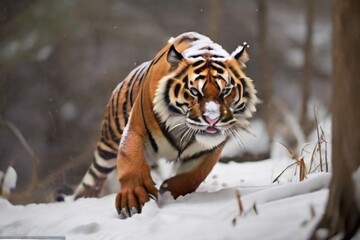Fototapeta na wymiar tiger in the snow