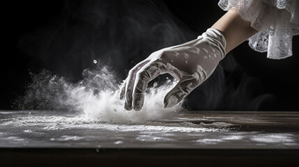 Obraz premium Woman preparing dough on table - ai generative