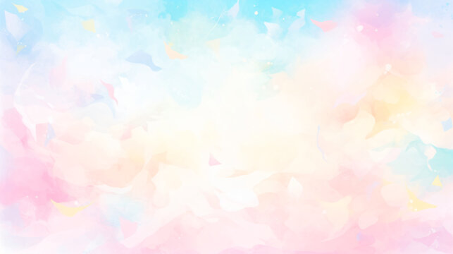 Pastel watercolor texture with a white center and pink blue yellow accents exude a soft dreamy quality.