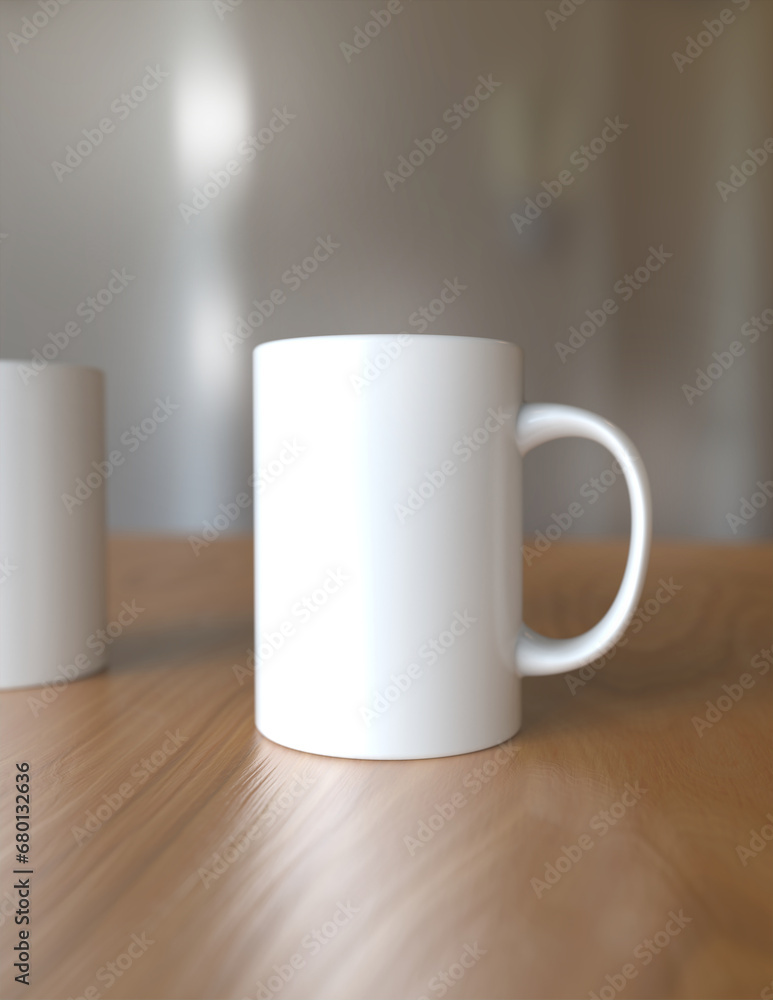 Poster premium mug mock-up file with a simple and harmonious background, perfect for showcasing your brandi