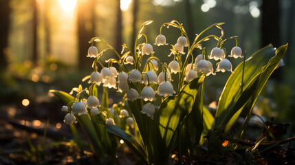 Obraz premium Spring flowers - snowdrops (Galanthus nivalis) blooming in a beautiful sunny day . Spring season