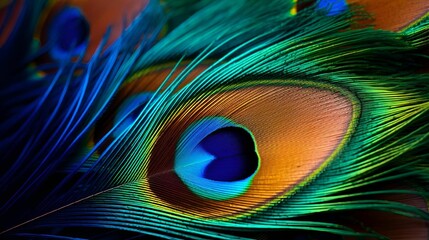 AI generated illustration of vibrant peacock feathers