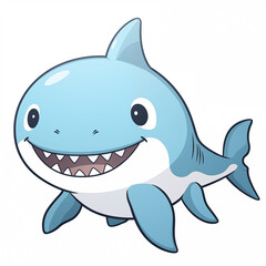 Cartoon Shark Ocean Fish With Big Sharp Teeth