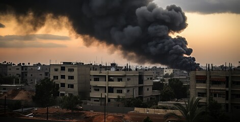 Echoes of Resilience: Silent Narratives in Gaza's Smoke-filled Sky.