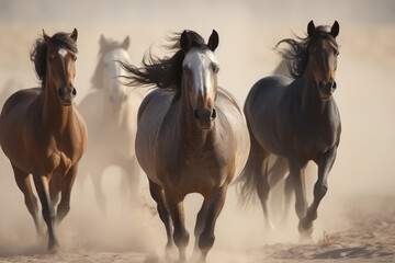 Obraz na płótnie Canvas Some horses running outdoors