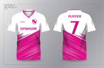 pink jersey for sport apparel and team uniform shirt template