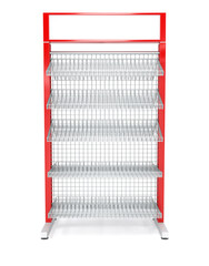 Showcases made of metal mesh with shelves. 3d illustration