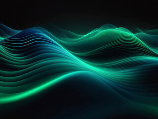 Abstract wave lines smooth flowing green background Ai generated.