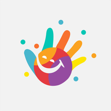 Child hand logo design with cheerful colors