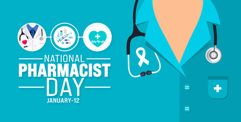 National Pharmacist day background design template use to background, banner, placard, card, book cover,  and poster design template with text inscription and standard color. vector - obrazy, fototapety, plakaty