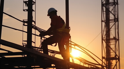 Electrical workers are repairing transmission lines