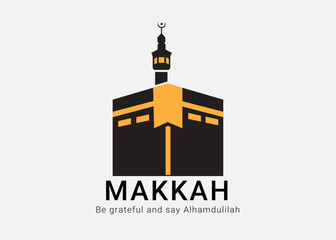 makkah kaaba hajj omra logo with text space for your slogan / tag line, vector illustration