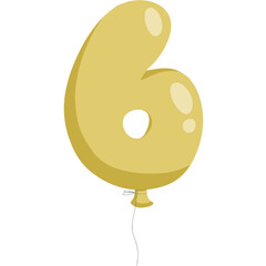 6 six number balloon flat vector design
