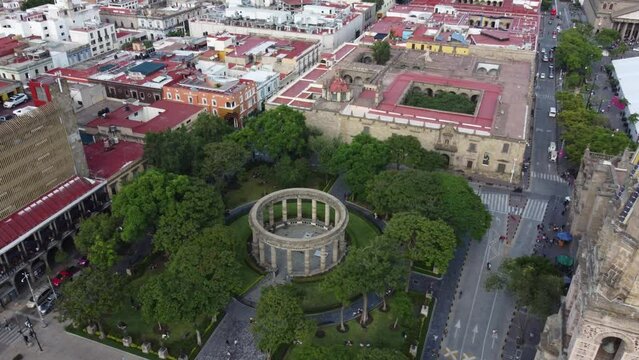 roundabout of the illustrious martires of guadalajara central park with overhead shot