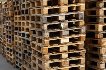 used wooden pallets stacks