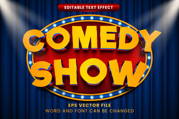 Comedy show 3d editable vector text effect. Show text style