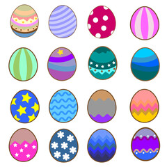 Set of cute Easter eggs icons