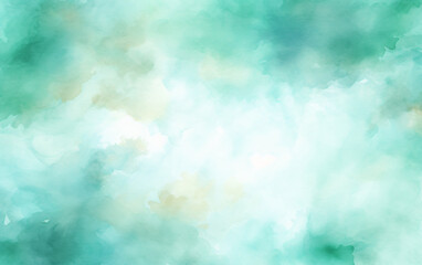 Fototapeta na wymiar Abstract watercolor texture blending green and white hues creating a soft dreamy effect.