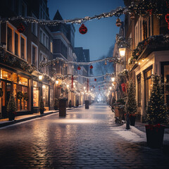 Fototapeta premium street decorated to the Christmas