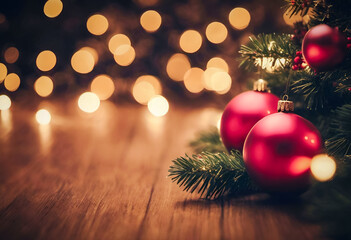 A picture with a Christmas atmosphere with red decoration.