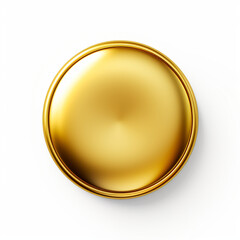 golden button on a white background created with Generative Ai - obrazy, fototapety, plakaty