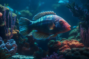 Underwater photography of fish. 