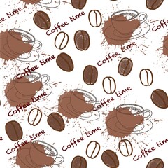 Coffee time seamless pattern