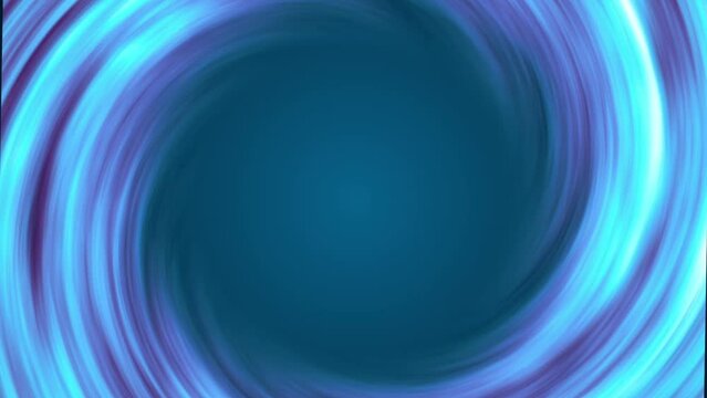 On a blue background, a whirlwind of light blue and purple stripes, in the center of the free space. Animated abstract background for vertical and horizontal use.