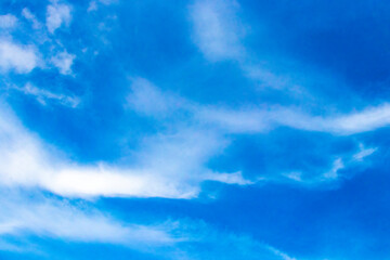 Blue sky with chemical chemtrails cumulus clouds scalar waves sky.