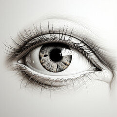 Fototapeta premium drawing by hand gray color pencil eye female minimalism classic created with Generative Ai