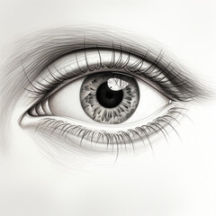 drawing by hand gray color pencil eye female minimalism classic created with Generative Ai
