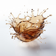 Realistic spilled coffee from a cup, liquid chocolate flow. isolated background, flying object, clipart