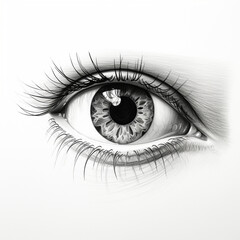 Obraz premium drawing by hand gray color pencil eye female minimalism classic created with Generative Ai