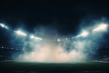 Smoke and fog in a stadium for inaugurating an event or tournament - obrazy, fototapety, plakaty
