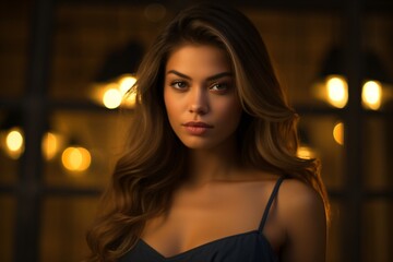 Fototapeta premium Portrait of a fashion model at a night event