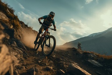 Fototapeta premium Riding bike in the mountains