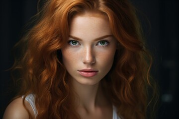 Fototapeta premium Portrait of a redhead beautiful woman