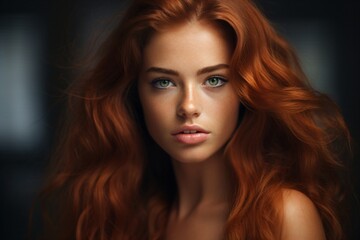 Fototapeta premium Portrait of a redhead beautiful woman