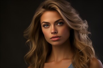 Fototapeta premium Portrait photoshoot of a blonde girl with intense expressions looking in the camera