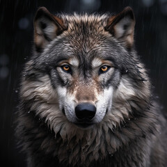 Fototapeta premium A dominant alpha wolf, showcasing its powerful rule and unstoppable dignity created with Generative Ai