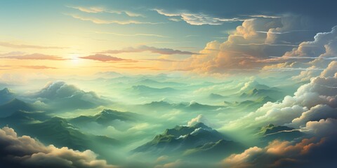 Abstract colorful clouds landscape background, Ai generated