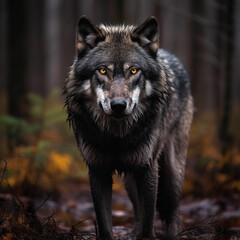 A dominant alpha wolf, showcasing its powerful rule and unstoppable dignity created with Generative Ai