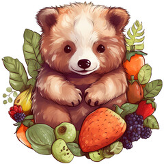 Cute Bear with Vegetables