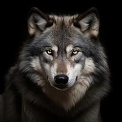 Fototapeta premium A dominant alpha wolf, showcasing its powerful rule and unstoppable dignity created with Generative Ai